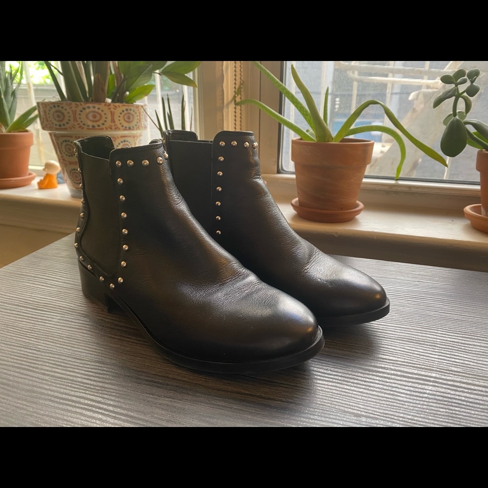 Also - black leather ankle booties